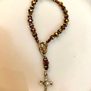 Bracelet Rosary Crucifix Mary Jesus Glamorous Magnetic Closure Catholic NWOT